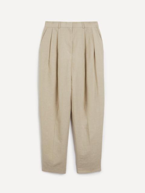 Double-Pleated Linen Tailored Trousers
