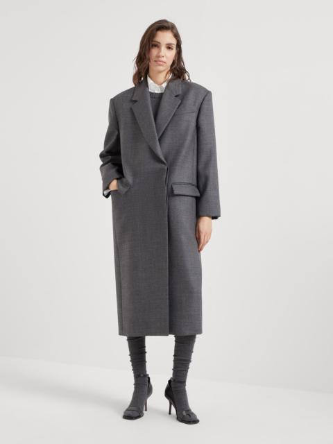 コート BRUNELLO CUCINELLI Woman Coat Grey MG5017835P C7958 Brunello Cucinelli Virgin wool coat with monili | REVERSIBLE