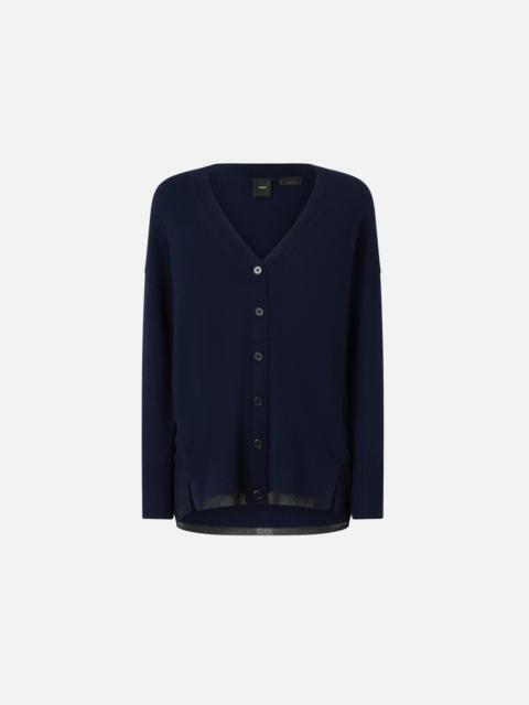 PINKO WOOL AND CASHMERE CARDIGAN WITH LUREX EDGING