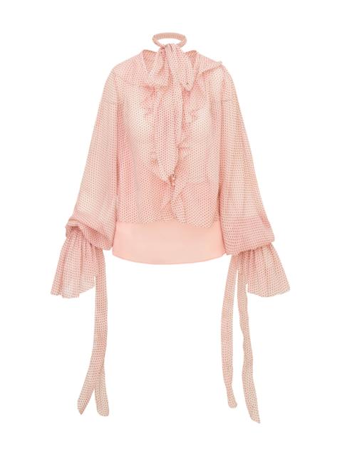 LoveShackFancy Linette Ruffled Chiffon Top light pink