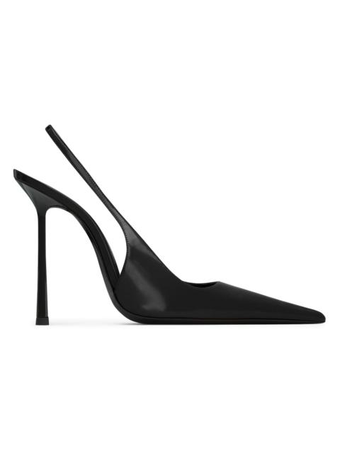 SAINT LAURENT Women's Vendome Slingback Pumps in Glazed Leather - Black