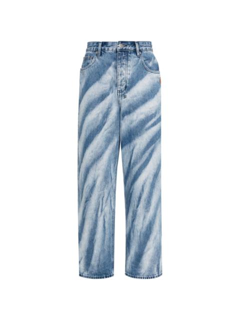 striped straight-leg jeans