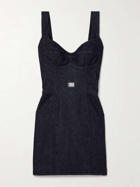 Dolce & Gabbana Tulle-trimmed denim mini dress