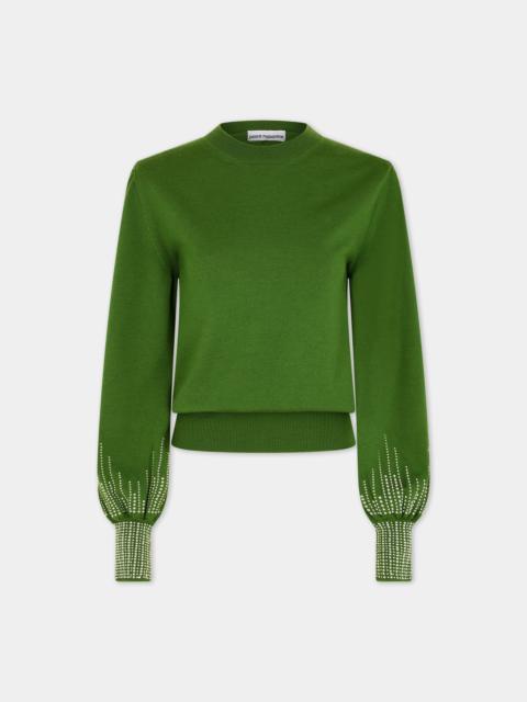 rabanne EMERALD STUD-CUFFS WOOL JUMPER