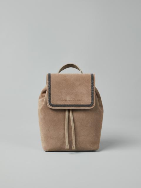 Brunello Cucinelli Suede backpack with precious contour