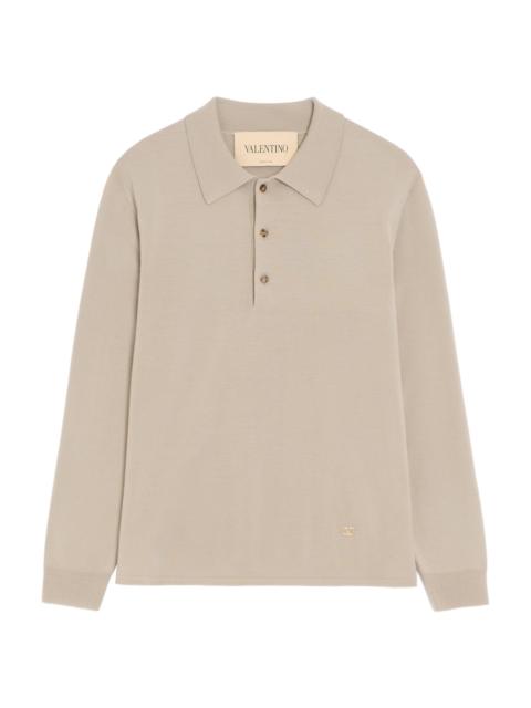 Valentino Men's Wool Polo Shirt with VLogo - Beige