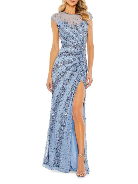 MAC DUGGAL Women's Sleeveless Beaded & Sequined Gown - French Blue