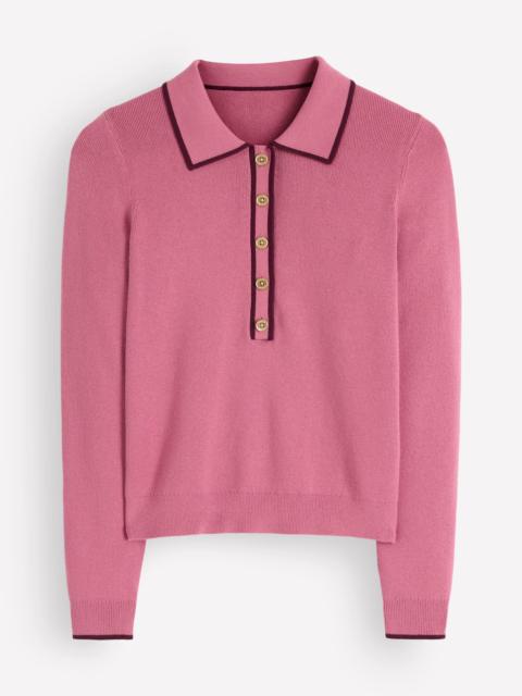 BODEN Liz Henley Sweater-Pink Heather