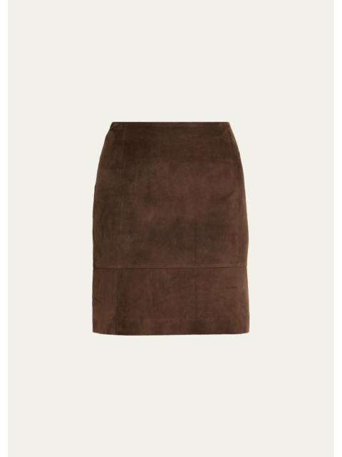 Vince Suede High-Waist Knee Skirt