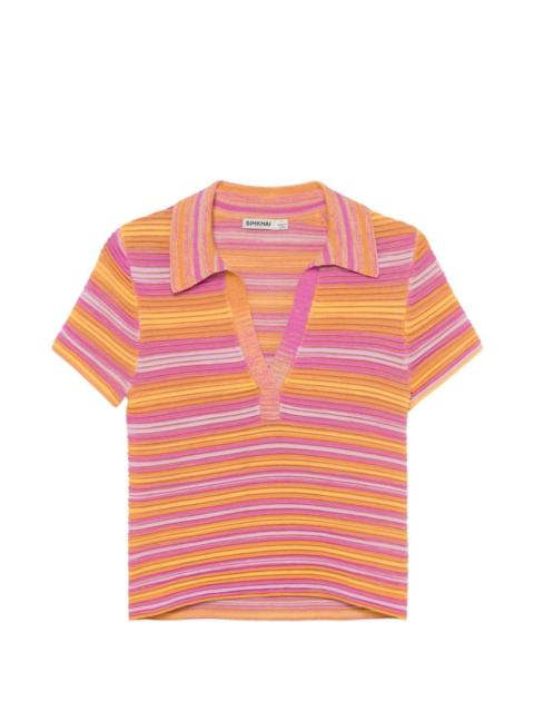 SIMKHAI knitted striped polo top