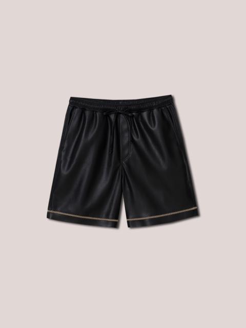 Nanushka DOXXI - Vegan leather merrow-stitch shorts - Black