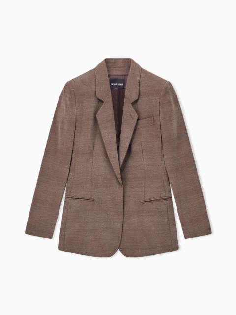 GIORGIO ARMANI SINGLE-BREASTED BLAZER IN WASHED SILK AND WOOL