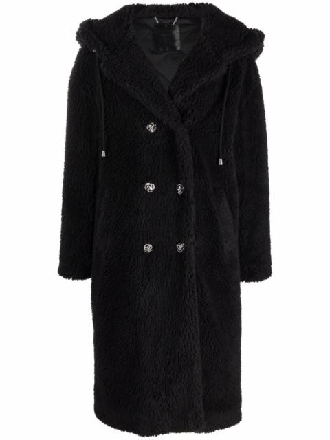 PHILIPP PLEIN faux-shearling hooded double-breasted coat