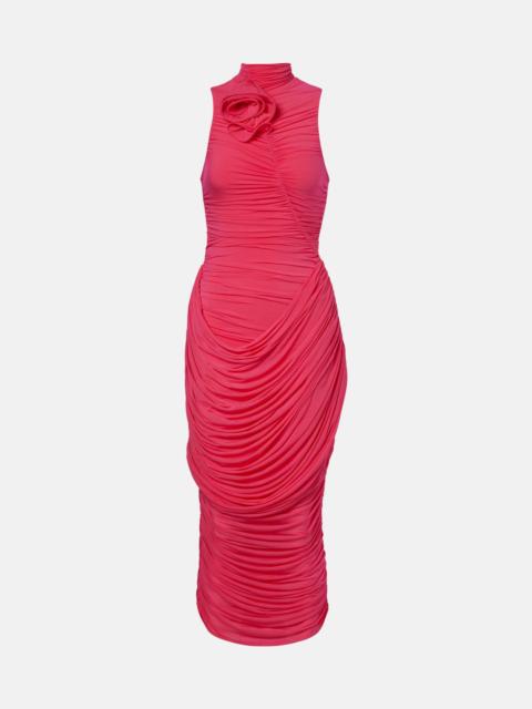 MAGDA BUTRYM Draped floral-appliqué midi dress