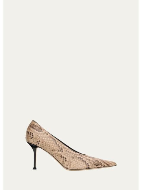 CHRISTEN 75mm Helix Snake-Printed Leather Pumps