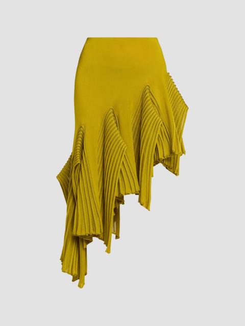 Alaïa Women's Asymmetric Pleated Godet Midi Skirt - Lime