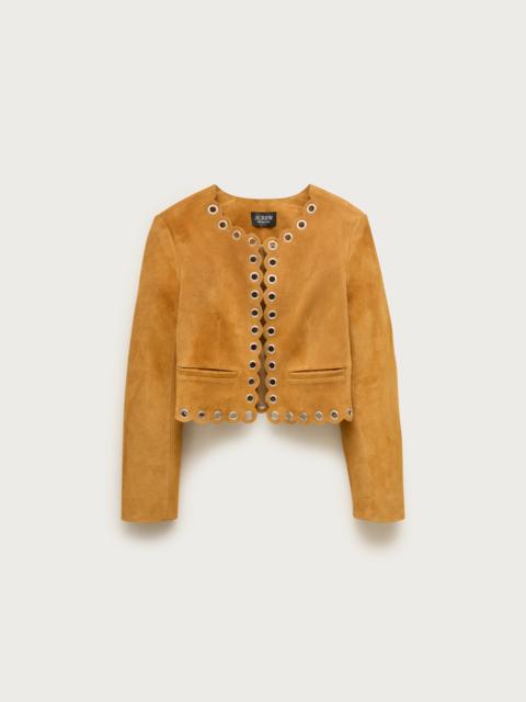 J.CREW Collection cropped grommet lady jacket in suede