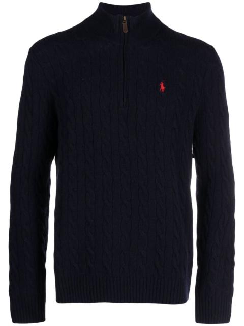 Polo Ralph Lauren logo-embroidered cable-knit half-zip jumper