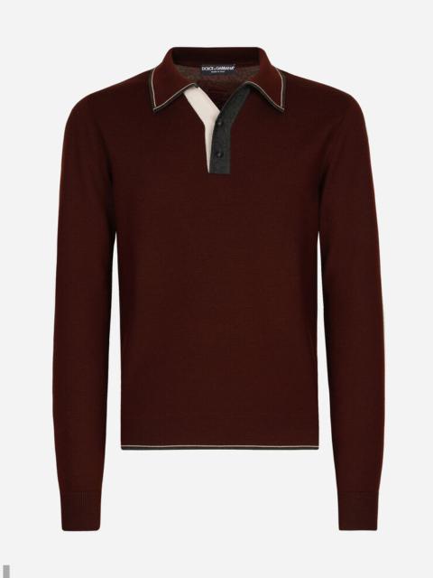 Dolce & Gabbana Wool polo-shirt with contrasting details