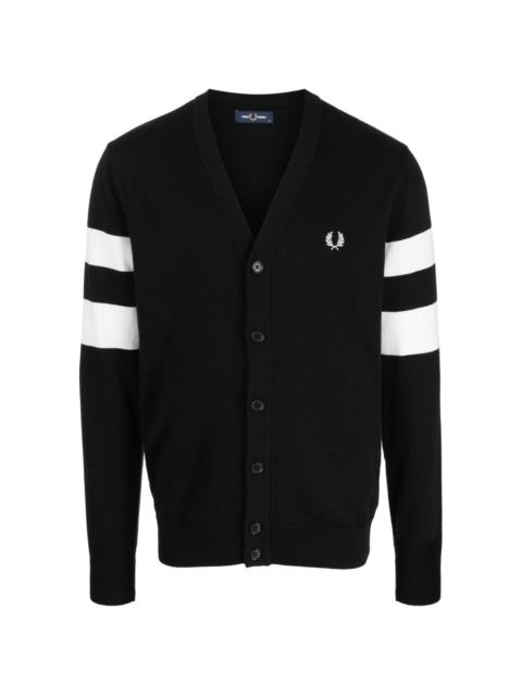logo-embroidered button-up cardigan