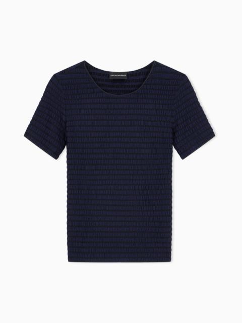 EMPORIO ARMANI SLIM-FIT STRIPED JACQUARD JERSEY SHIRT SIGNATURE CAPSULE