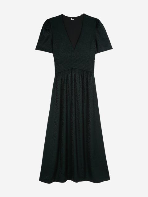 The Kooples DARK GREEN LEOPARD JACQUARD MAXI DRESS