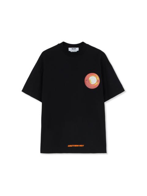 MSGM T-Shirt with "Caution hot" graphic