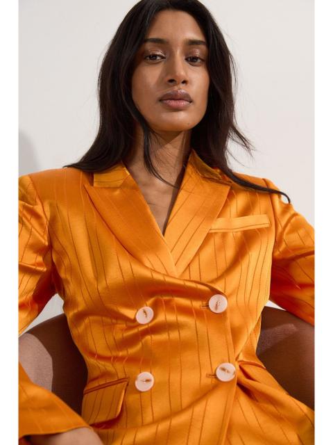 KAREN MILLEN Premium Satin Pinstripe Tuxedo Oversized Tailored Blazer