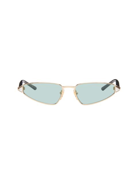 Valentino Gold & Black Metal Cat-Eye Sunglasses