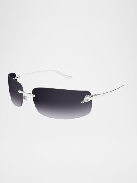 Cartier panther rimless rectangle metal sunglasses