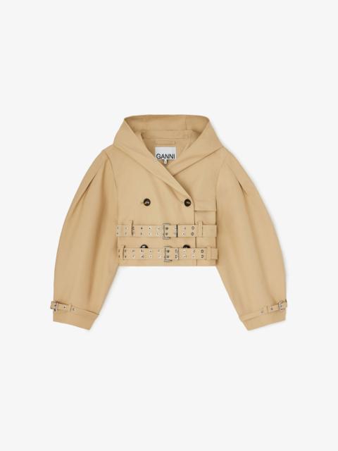 GANNI TRENCH JACKET IN DOUBLE COTTON