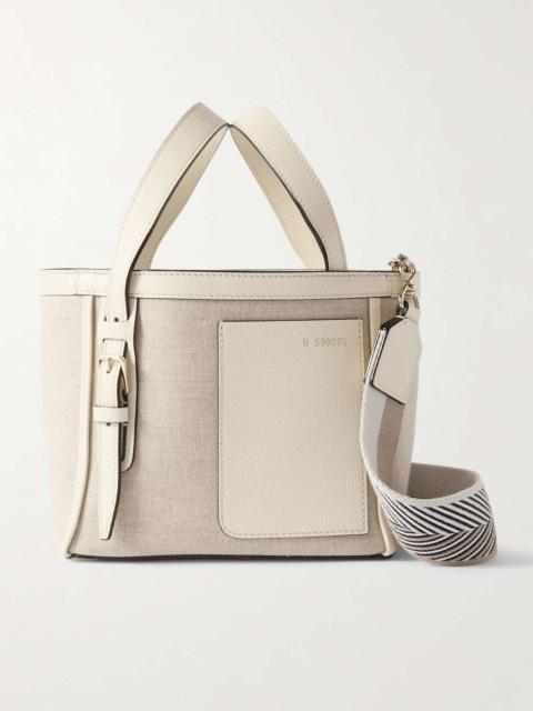 Mini textured leather-trimmed canvas shoulder bag