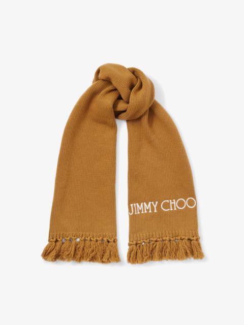 JIMMY CHOO Jutta
Camel Wool Scarf with Embroidered Jimmy Choo Logo