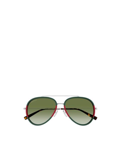 GUCCI striped pilot-frame sunglasses