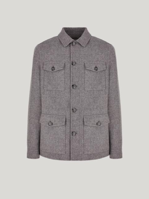 MÉLANGE GRAY DOUBLE WOOL CASHMERE AND SILK BLEND FIELD JACKET