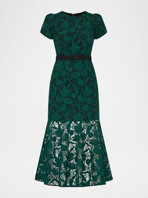 MILLY Tahlia Tulip Garden Lace Midi Dress