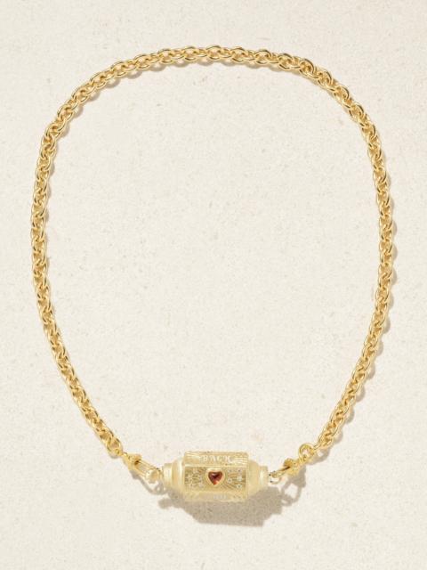 MARIE LICHTENBERG Love You Locket 14-karat Gold Multistone Necklace