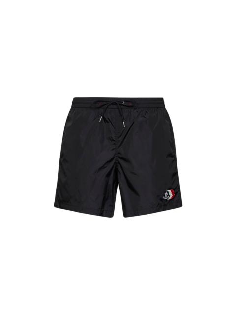 Moncler Black technical nylon logoed swim shorts