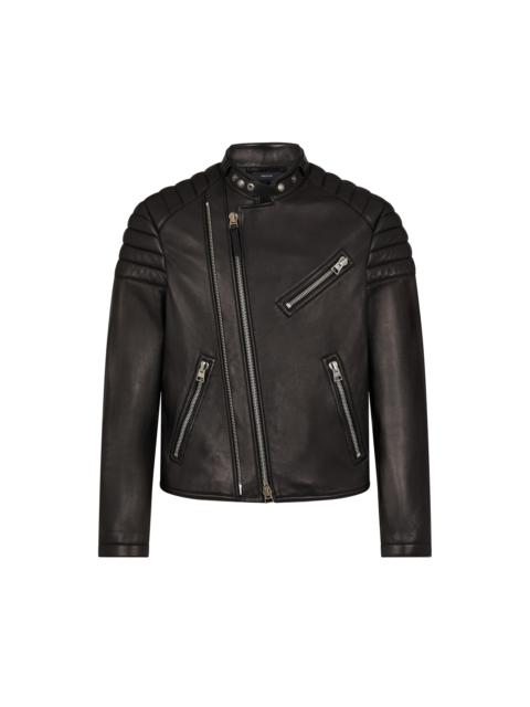 GRAIN LEATHER ZIP BIKER