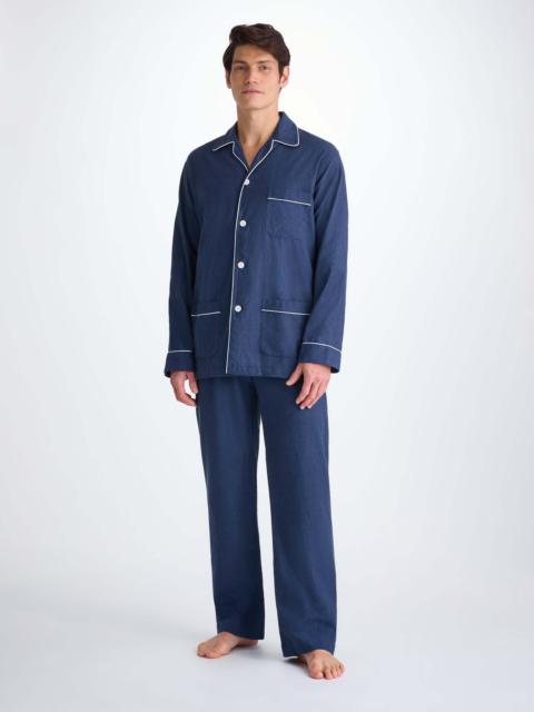 Men's Classic Fit Pajamas Balmoral 3 Brushed Cotton Navy