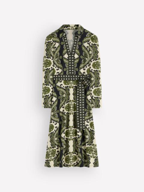 BODEN Imogen Collared Jersey Dress-Multi, Blossoming Gardenia
