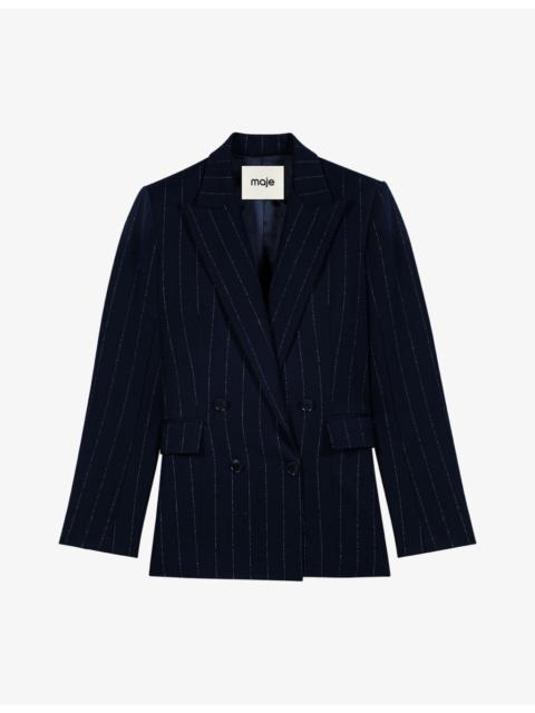 maje Pinstriped Double-Breasted Woven Blazer