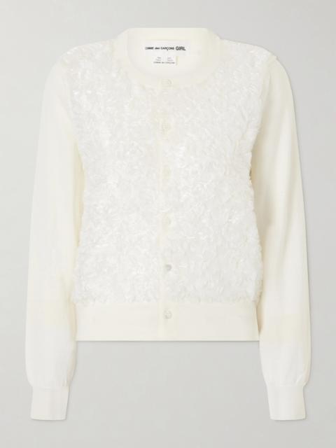 Comme des Garçons GIRL Organza-trimmed Wool Cardigan