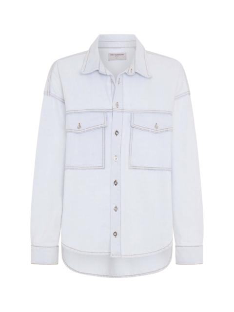 ONE TEASPOON Hand-Sprayed Smiley Daria Denim Shacket - Bel Air Blue