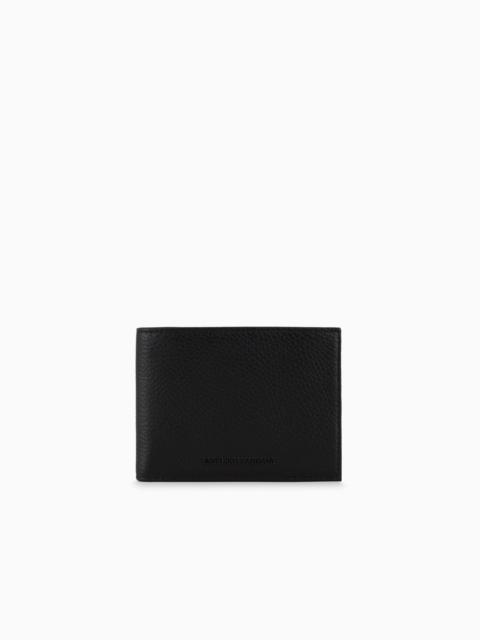EMPORIO ARMANI TUMBLED-LEATHER WALLET WITH COIN PURSE