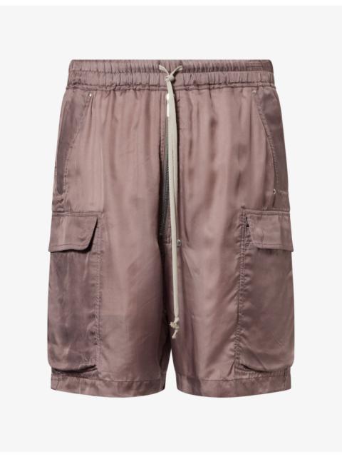 Rick Owens Cargobela Patch-Pocket Satin Shorts