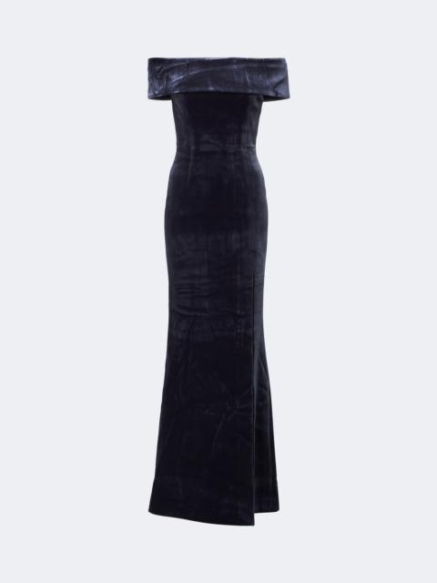 REBECCA VALLANCE Solana off-shoulder velvet gown