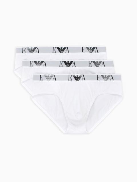 EMPORIO ARMANI Three-pack of briefs with essential monogram logo