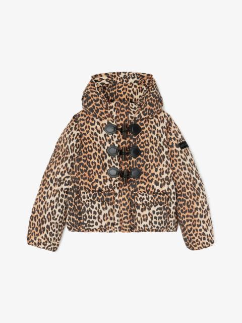 GANNI MINI PUFFER IN LEOPARD NYLON