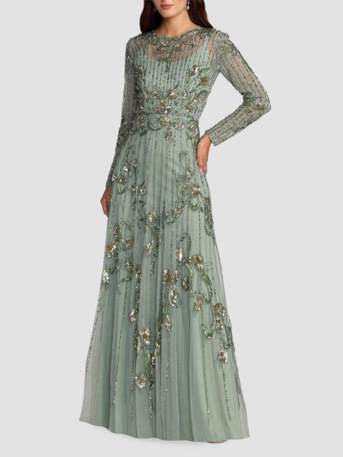MAC DUGGAL Women's Embellished Tulle A-Line Gown - Sage
